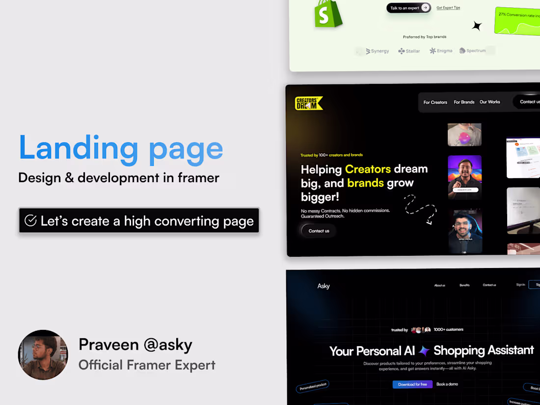 Cover image for Landing page design & development - Framer