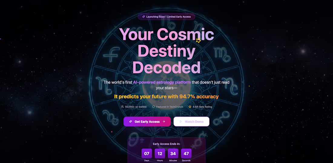 Cover image for AI-Powered Astrology App Landing Page with Cosmic Design