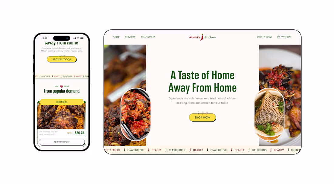 Cover image for Mobile-First Website Design for Abeni's Kitchen