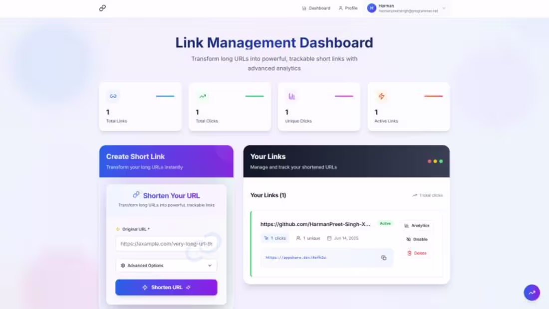 Cover image for URL Shortener – Full-Stack App with Next.js & Go
