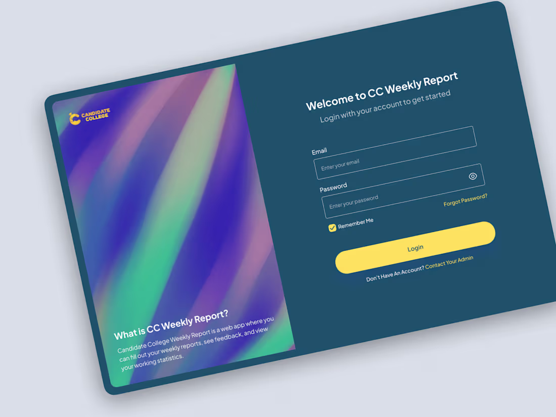 Cover image for Candidate College Weekly Report Website Design