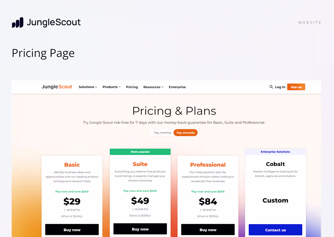 Cover image for Jungle Scout Pricing Page Redesign