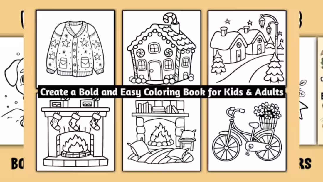 Cover image for I will create a bold and easy coloring book for kids or adults