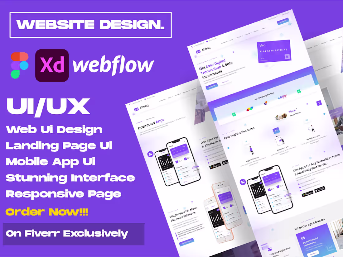 Cover image for I will design modern web design ui template, mockup in xd,figma 