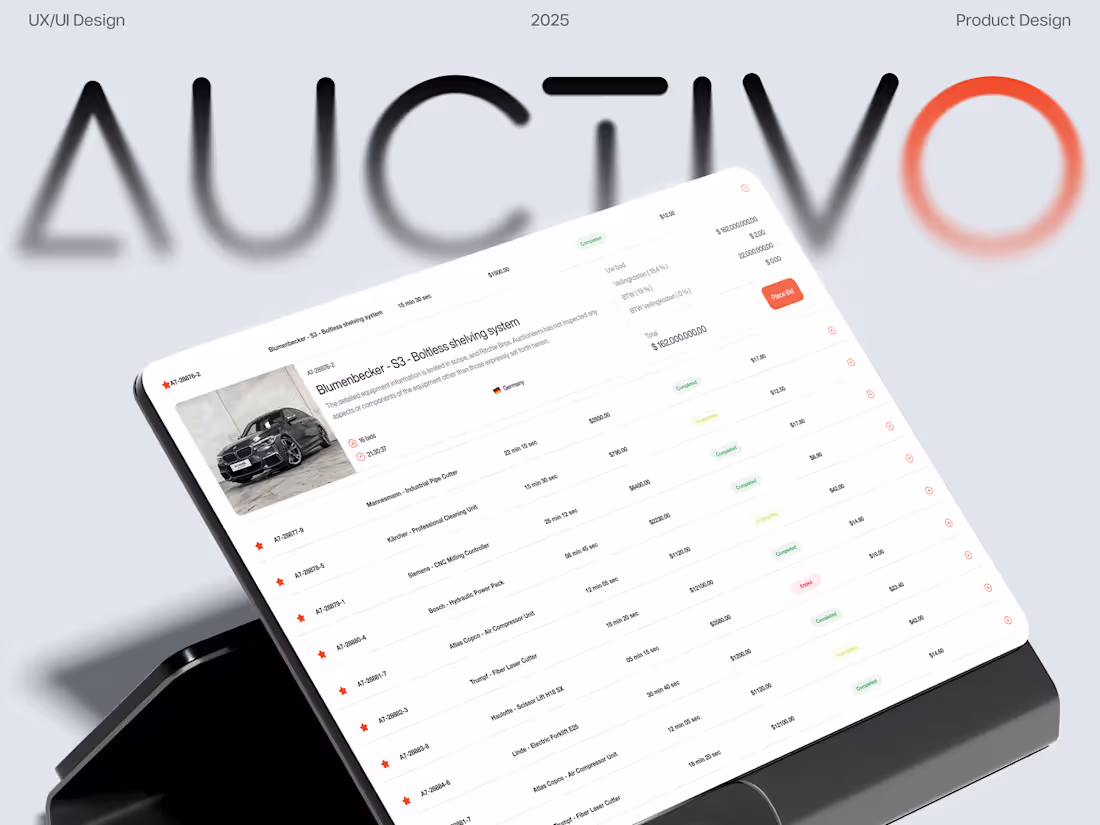 Cover image for UX/UI Design for Bexchange Auctivo Auction Platform