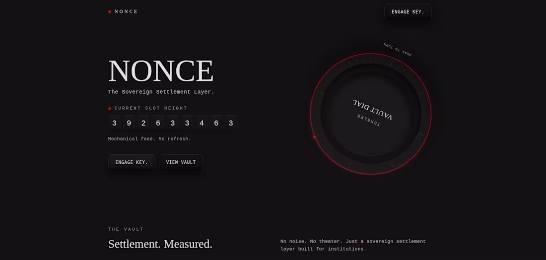 Cover image for NONCE is a minimalist landing site that shows a live Solana ...