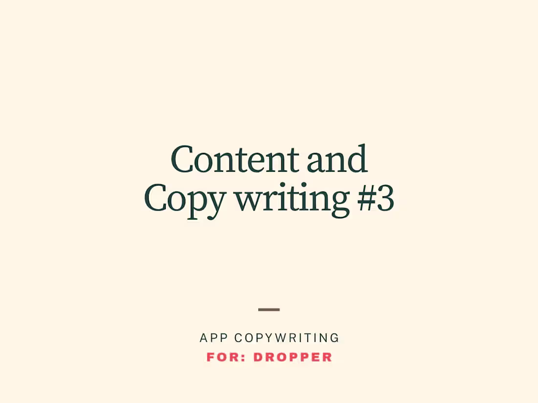 Cover image for Dropper App Copywriting & Brand Messaging