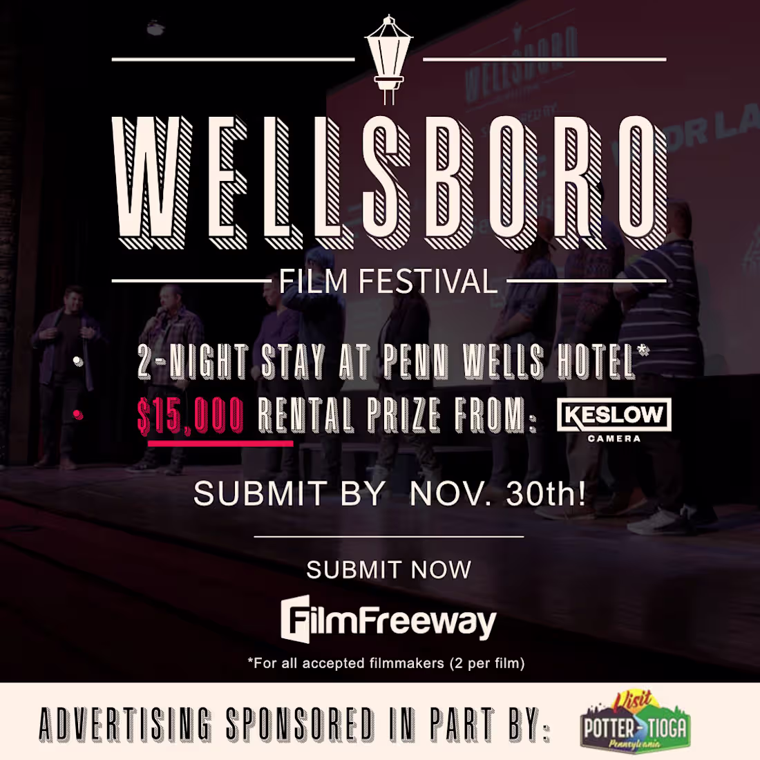 Cover image for Meta ad design for a campaign for Wellsboro Film Festival