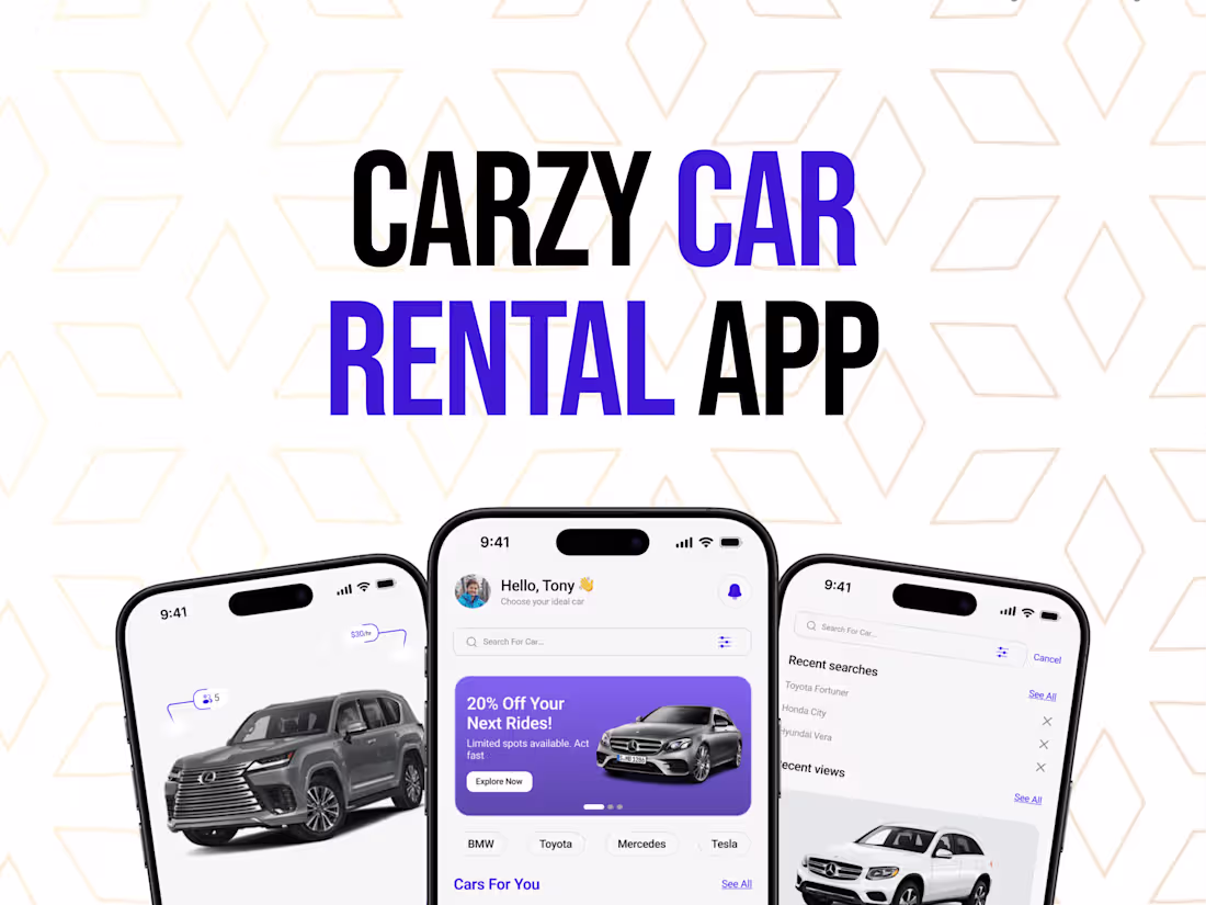Cover image for Carzy: Car Rental Mobile App
