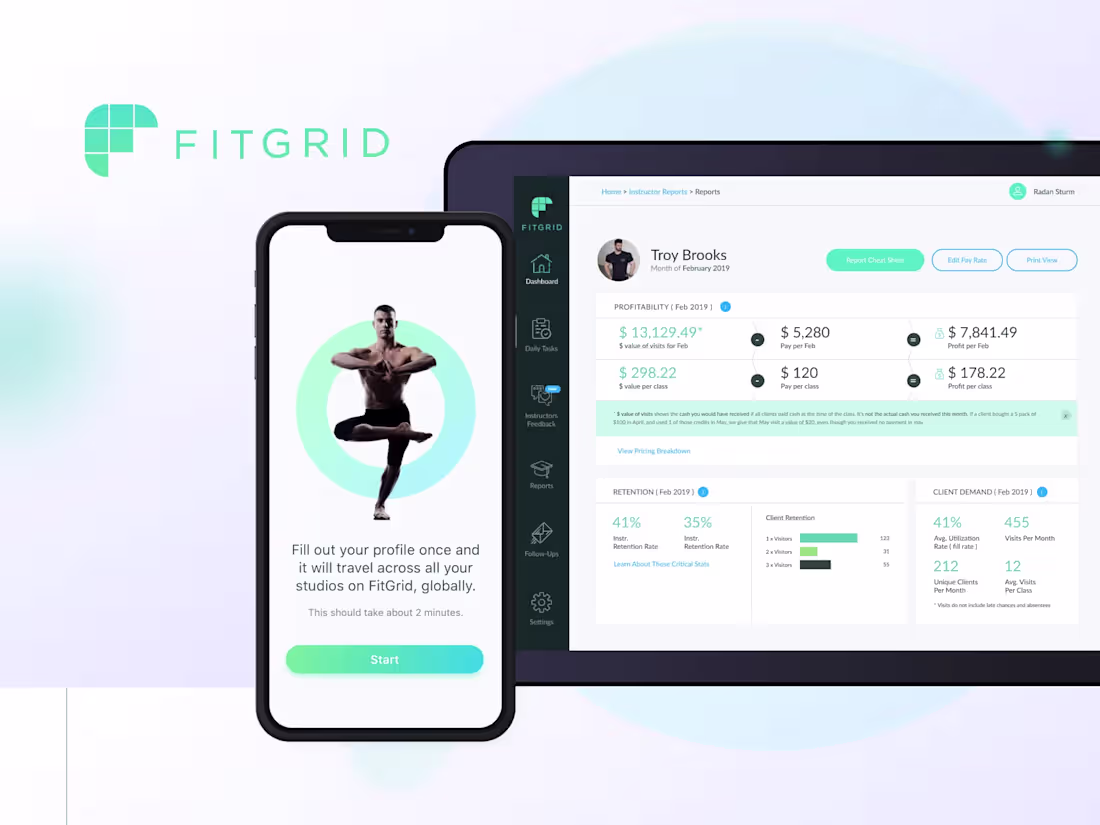 Cover image for FitGrid - SaaS for boutique fitness studios in NYC