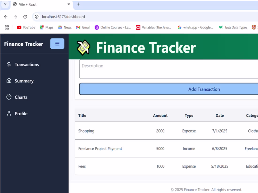Cover image for Finance Tracker Development