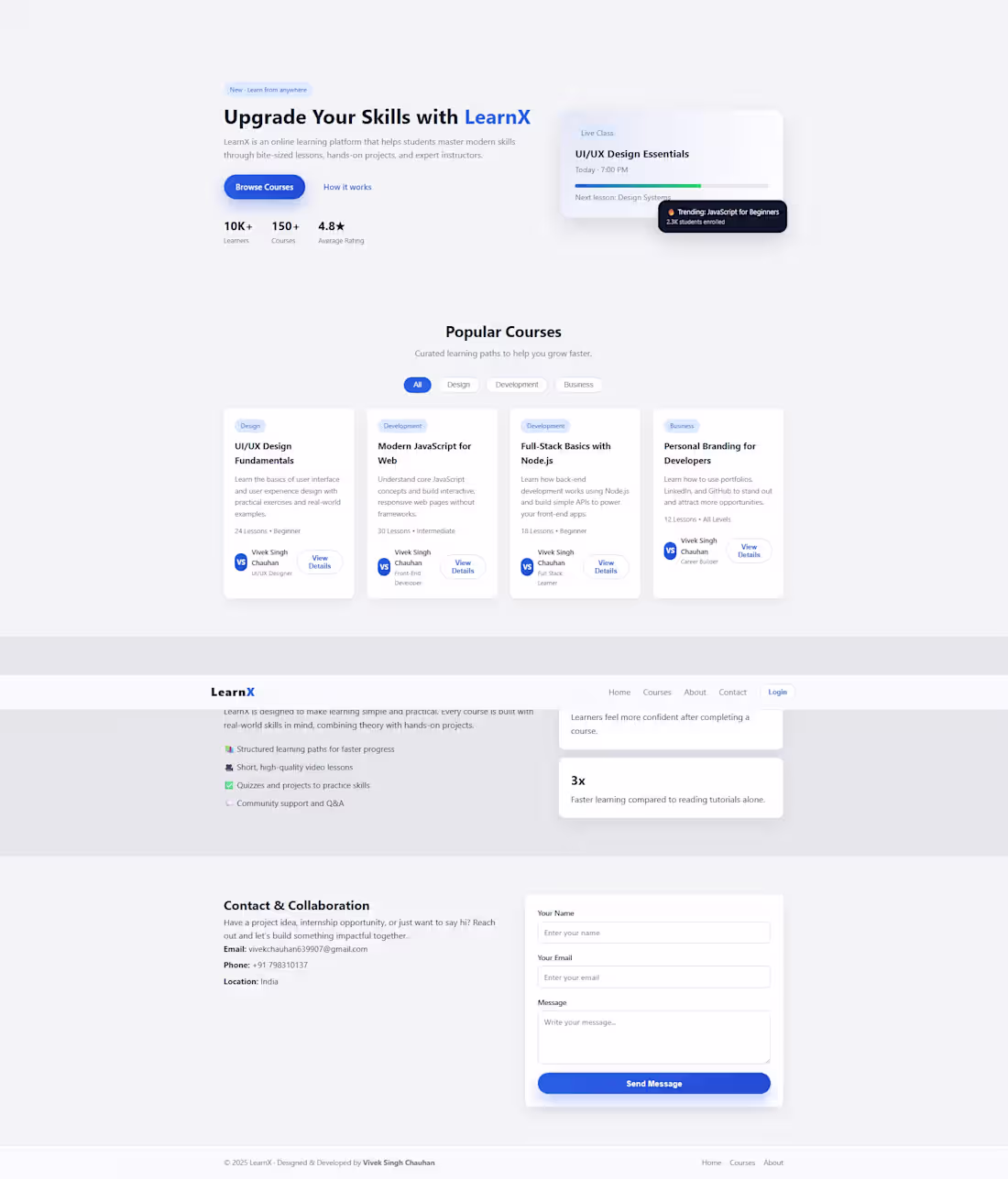 Cover image for LearnX – Frontend & UI Practice Project I designed and built...