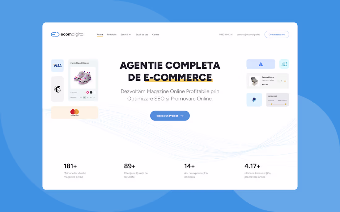 Cover image for Website design and rebranding for an eCommerce agency