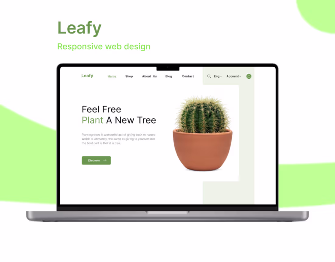 Cover image for Leafy Website landing page on Behance