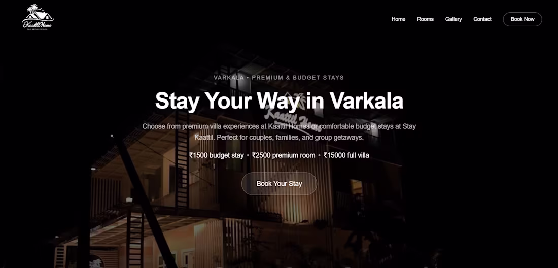 Cover image for Homestay Website with Direct Booking & WhatsApp Enquiry