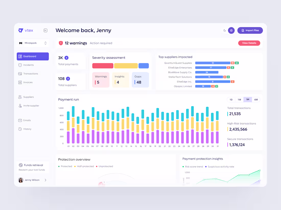 Cover image for Vtex - Payment Protection Dashboard Software