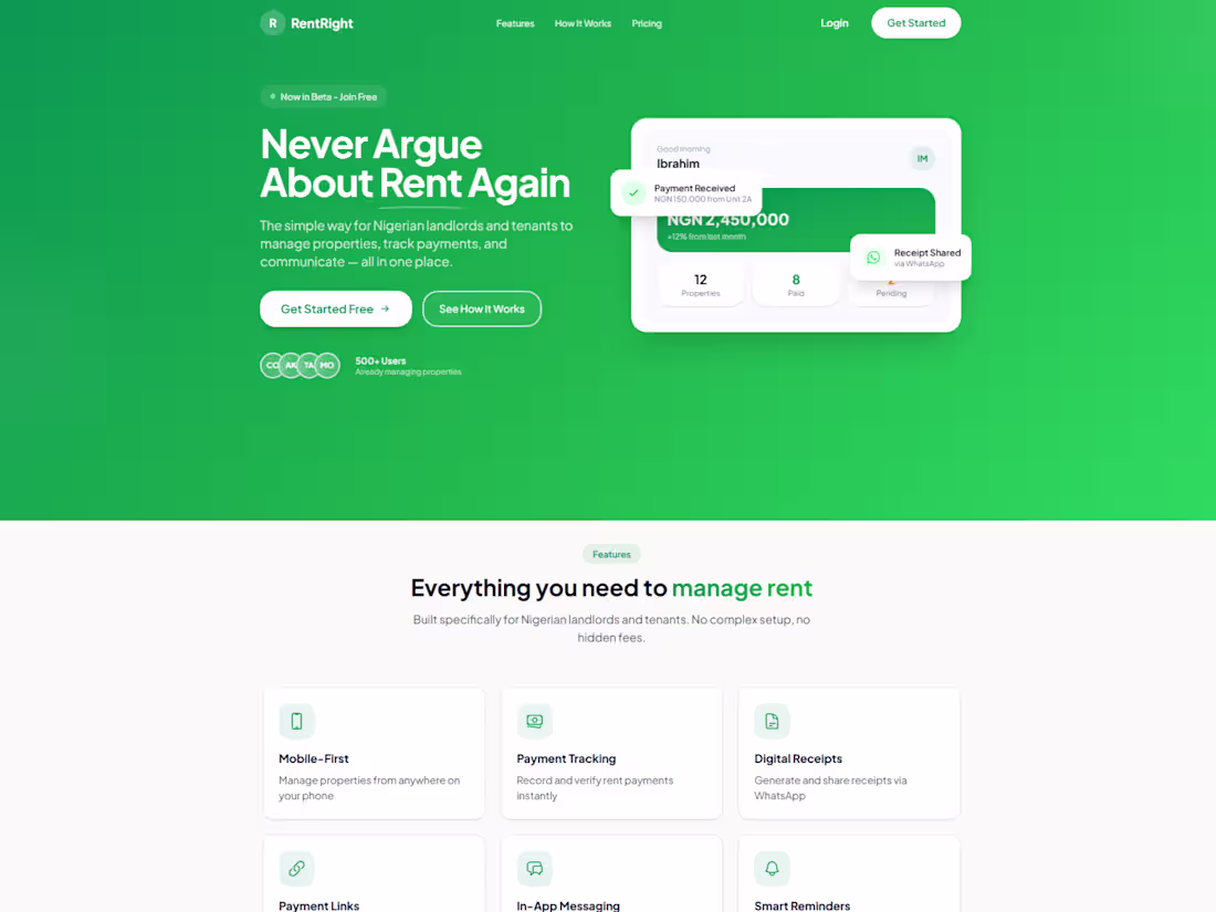 Cover image for RentRight — a rent management web app built to simplify paym...