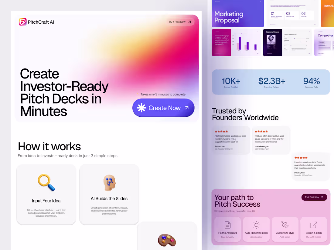 Cover image for PitchCraft AI Investor Pitch Deck Generator UI Design