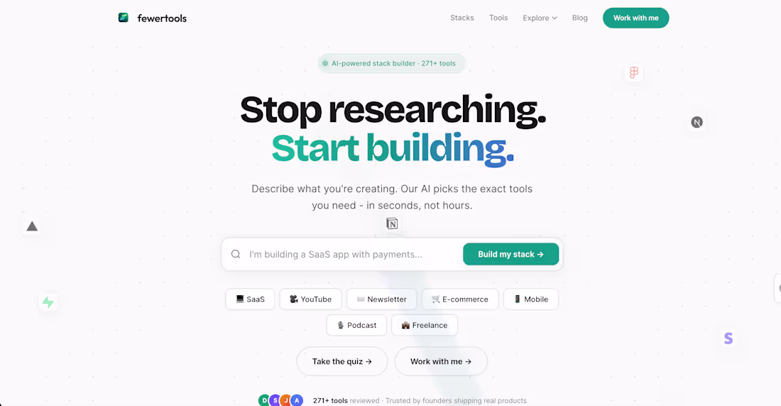 Cover image for fewertools.com (https://fewertools.com) is a platform