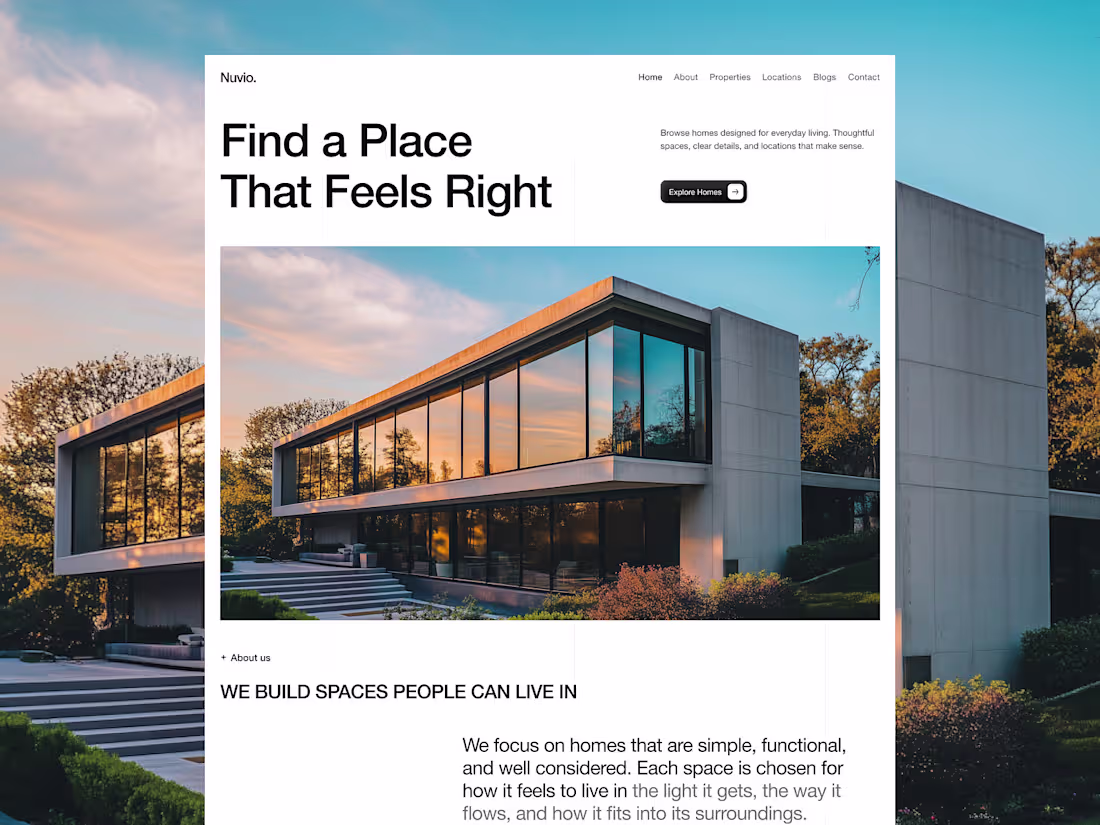 Cover image for Landing Page Design for Nuvio Rental Platform