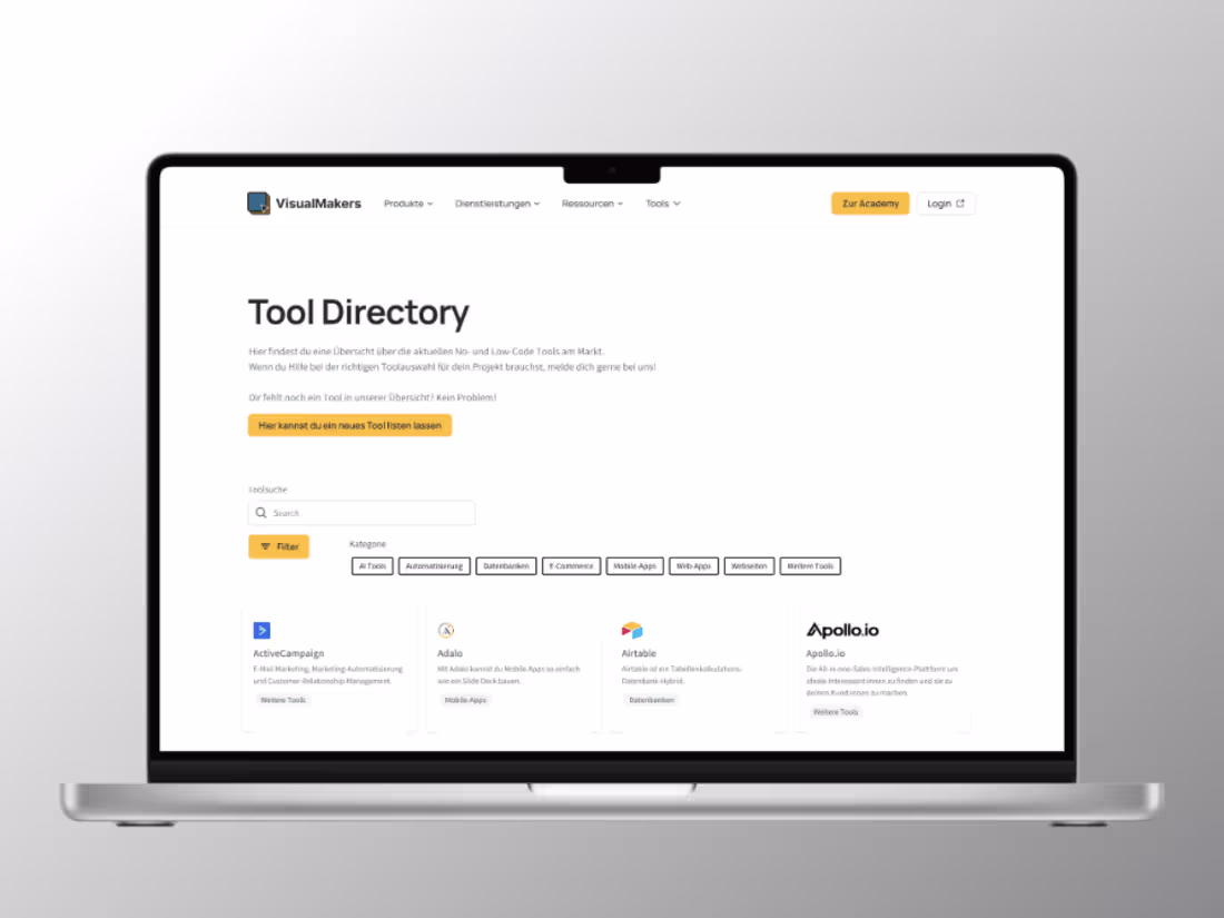Cover image for The largest German- speaking no-code tool collection!
