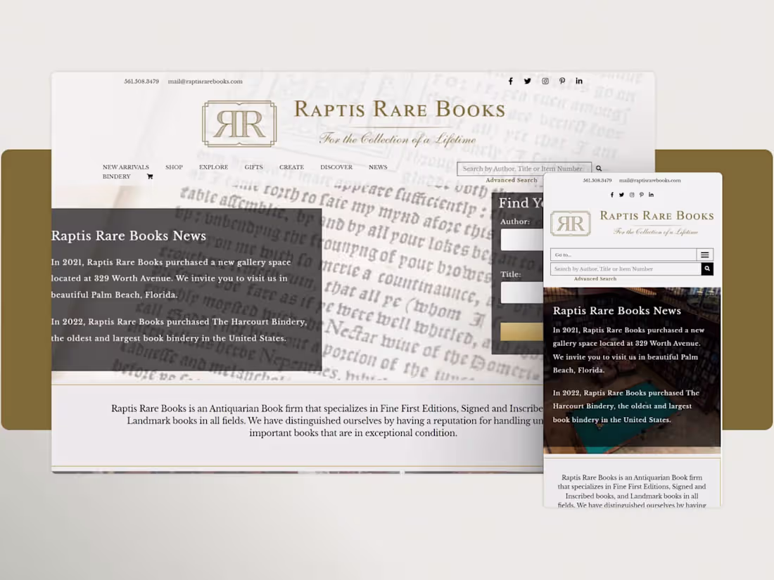 Cover image for Raptis Rare Books