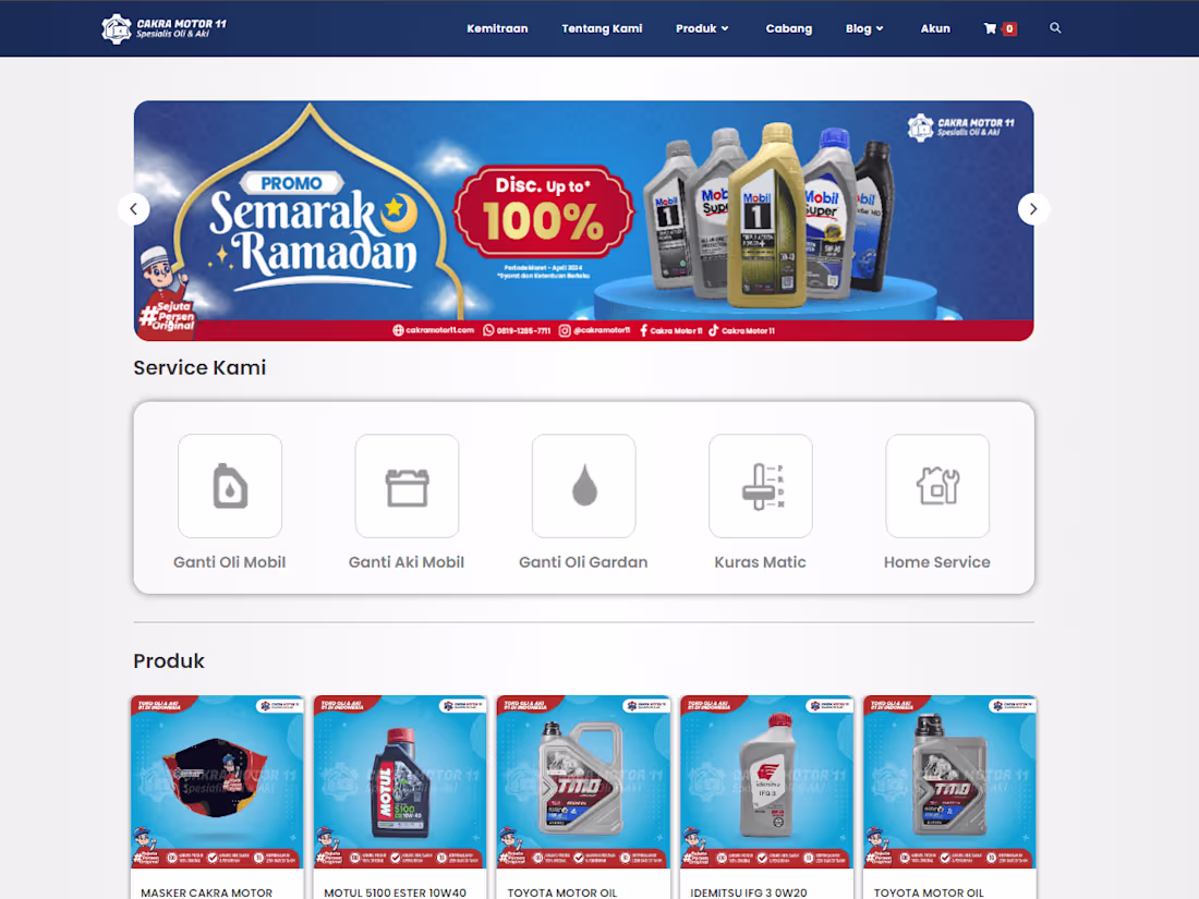 Cover image for Cakra Motor 11💡 E-Commerce Website built By Woocommerce 