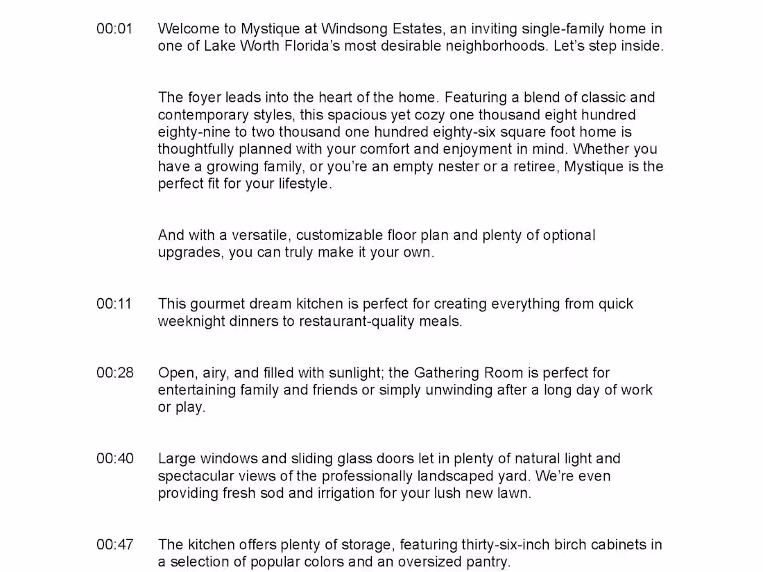 Cover image for Property Tour Script Sample 8