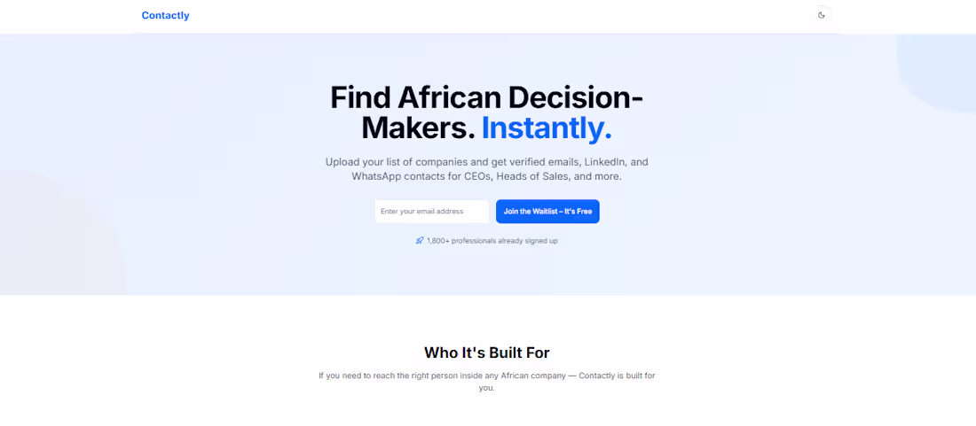 Cover image for Contactly Wait-list Page