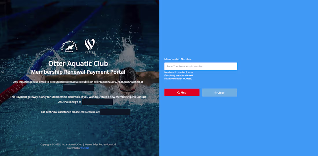 Cover image for Otters Aquatic Club Membership Payment Portal