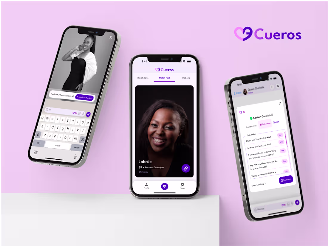 Cover image for An elegant UI Design for Cueros Dating App