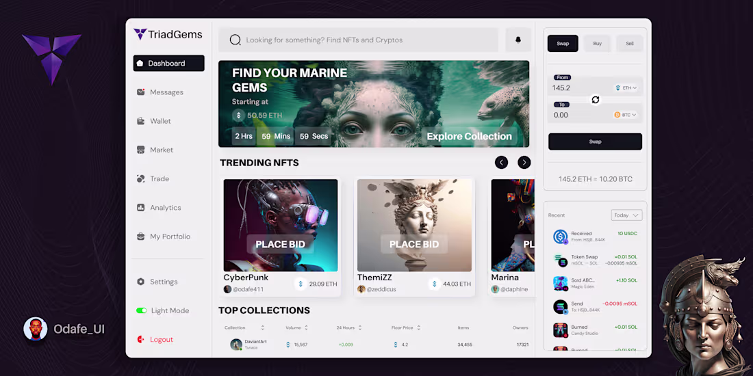 Cover image for Crypto and NFTs Dashboard UI Design (Web3) on Behance