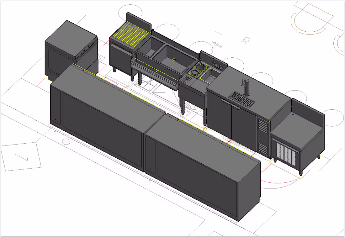 Cover image for Restaurant Kitchen and Bar Floor Plans with Conceptual 3D