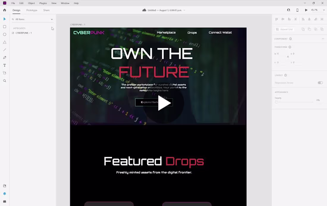 Cover image for Cyberpunk Digital Asset Marketplace UI/UX Design