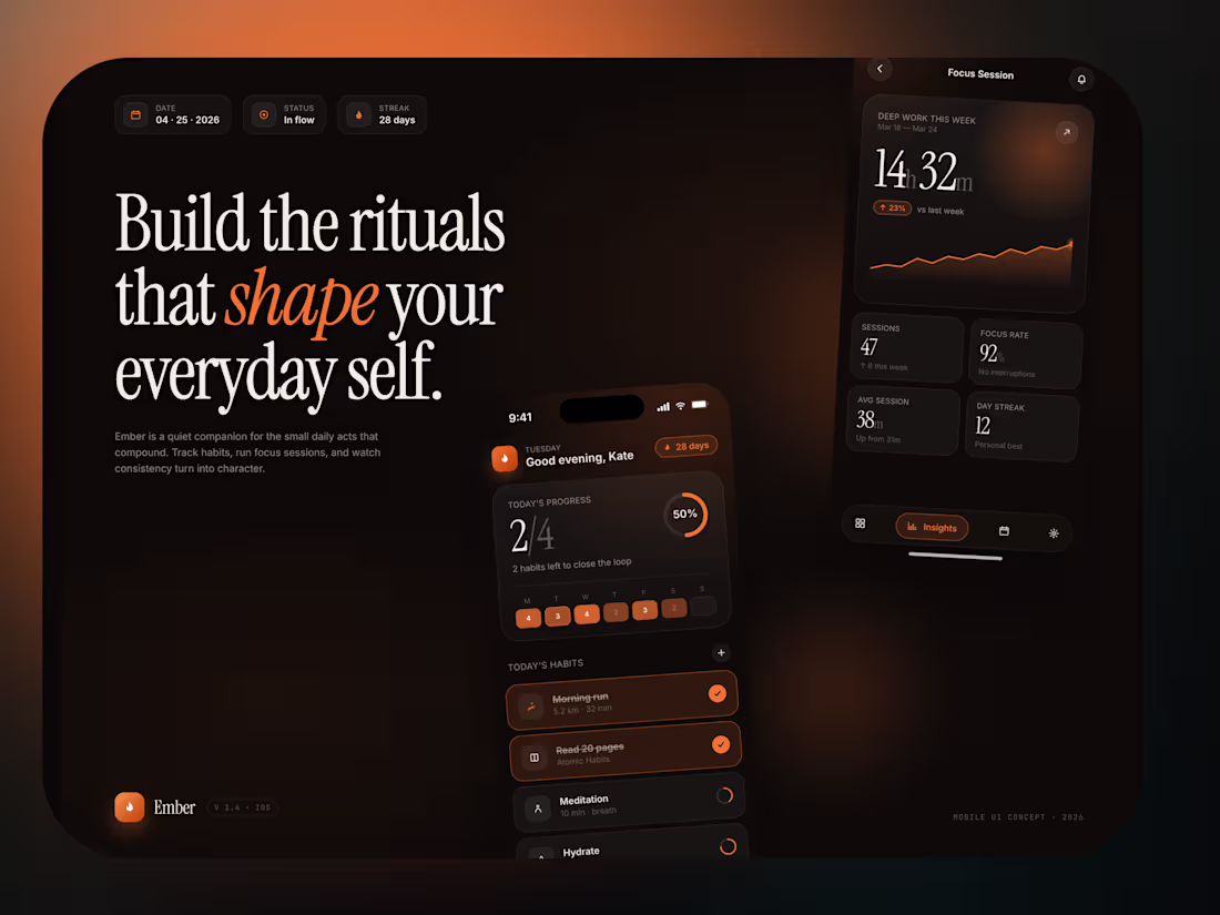 Cover image for Ember | Habit and Focus App Design