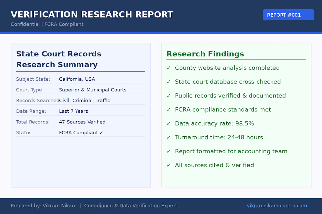 Cover image for State court records research completed