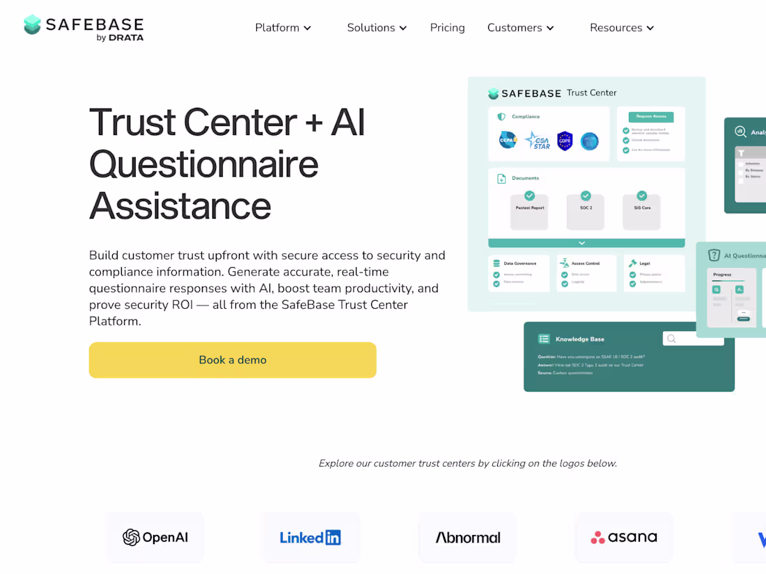 Cover image for SafeBase by Drata | The Trust Center Platform