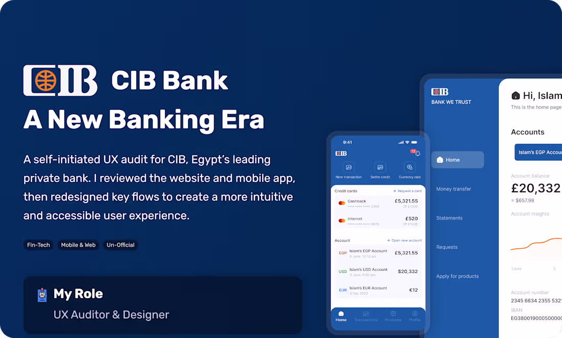 Cover image for CIB Bank App UX Redesign