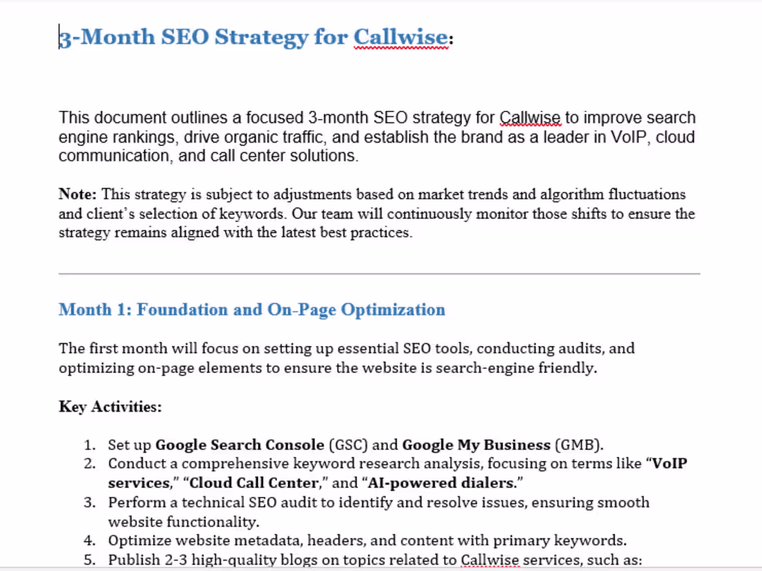 Cover image for Three-Month Strategic SEO Plan