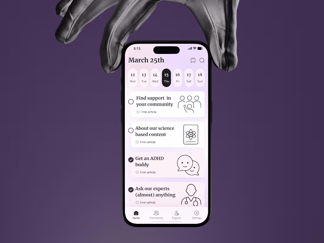 Cover image for ADHD & Wellness Mobile App UI/UX Design