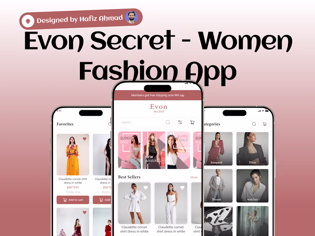Cover image for Luxury Women Fashion App UI UX Design for Evon Secret
