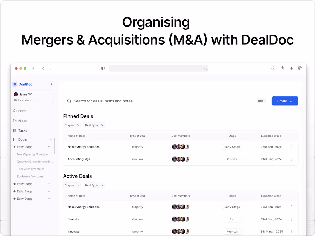 Cover image for Organising Mergers and Acquisitions (M&A) with DealDoc