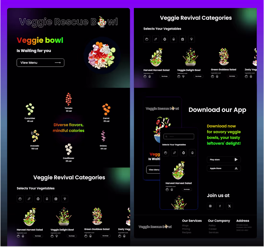 Cover image for Veggie Rescue Bowl Web Design