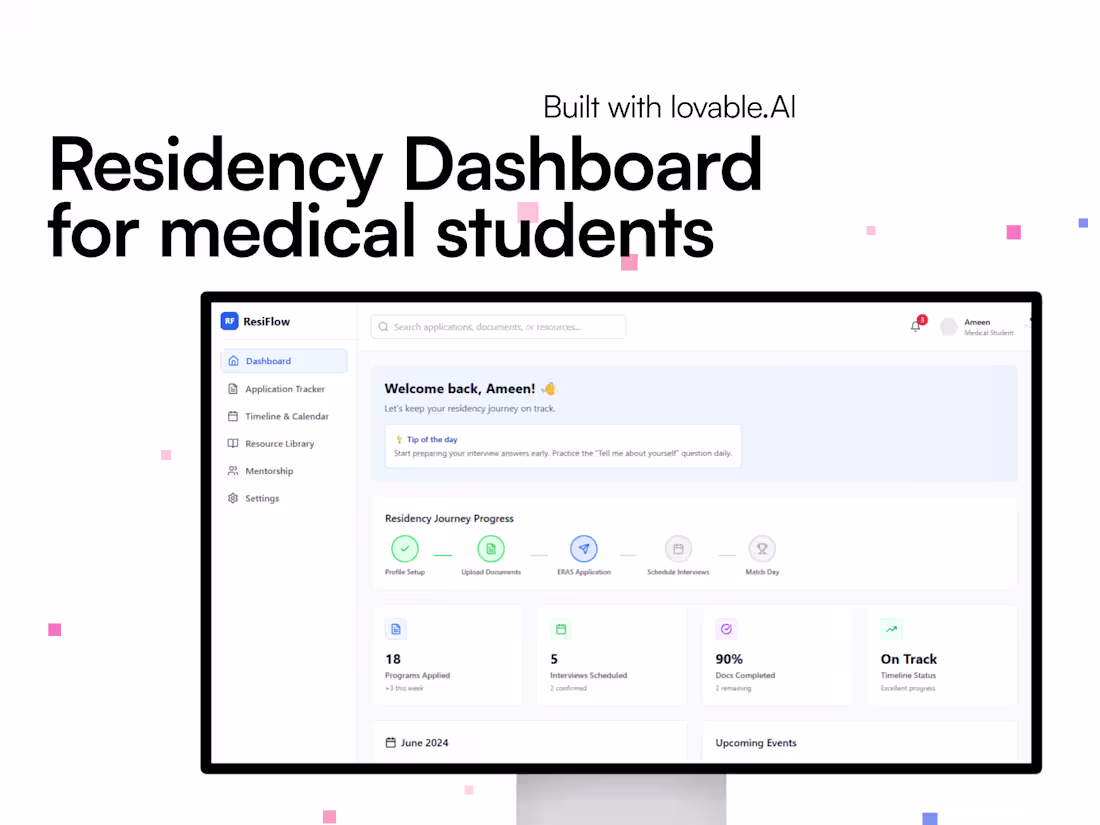 Cover image for ResiFlow – Residency Dashboard for Medical Students