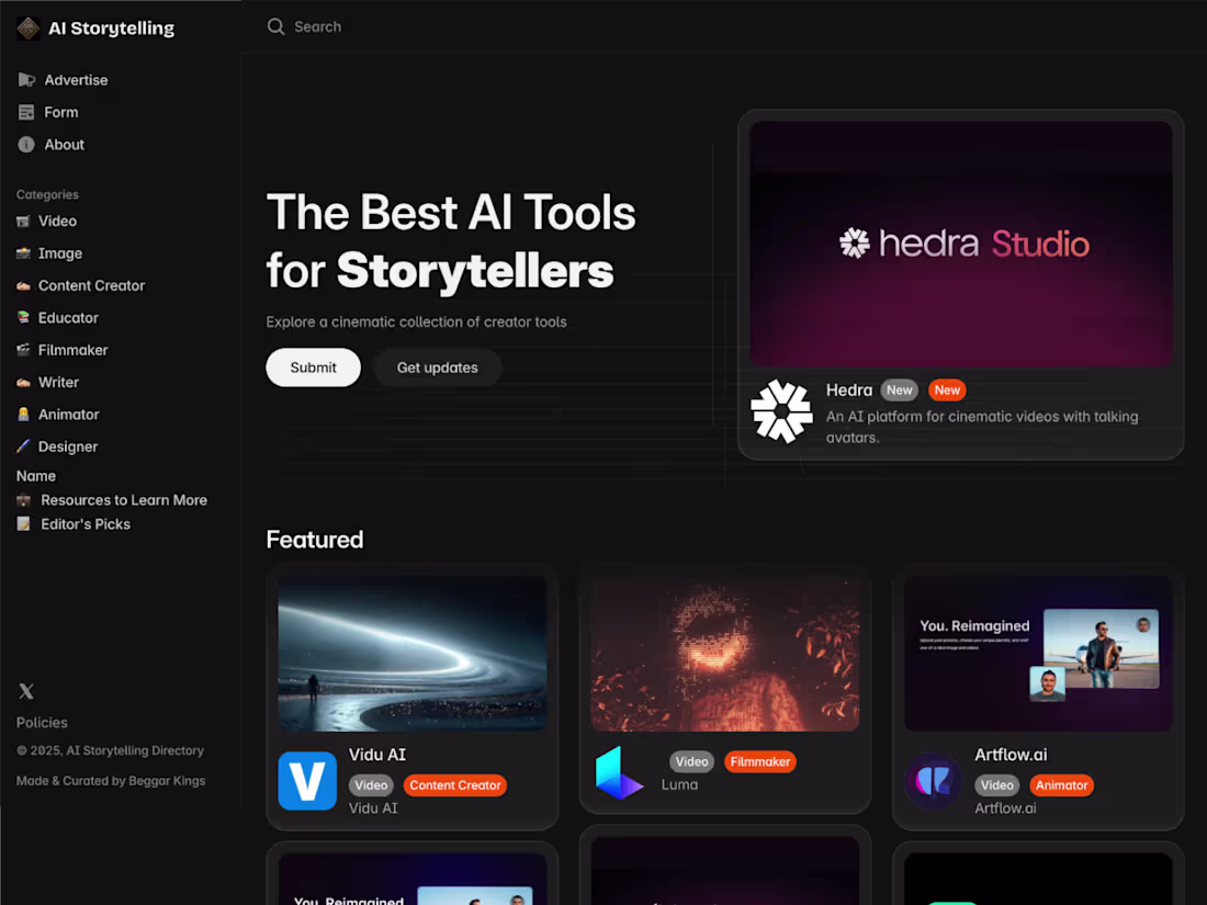 Cover image for AI Storytelling Directory Development