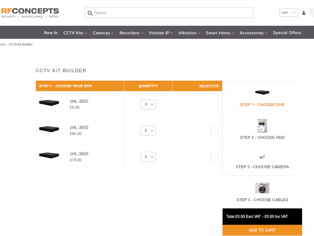 Cover image for CCTV Kit Builder