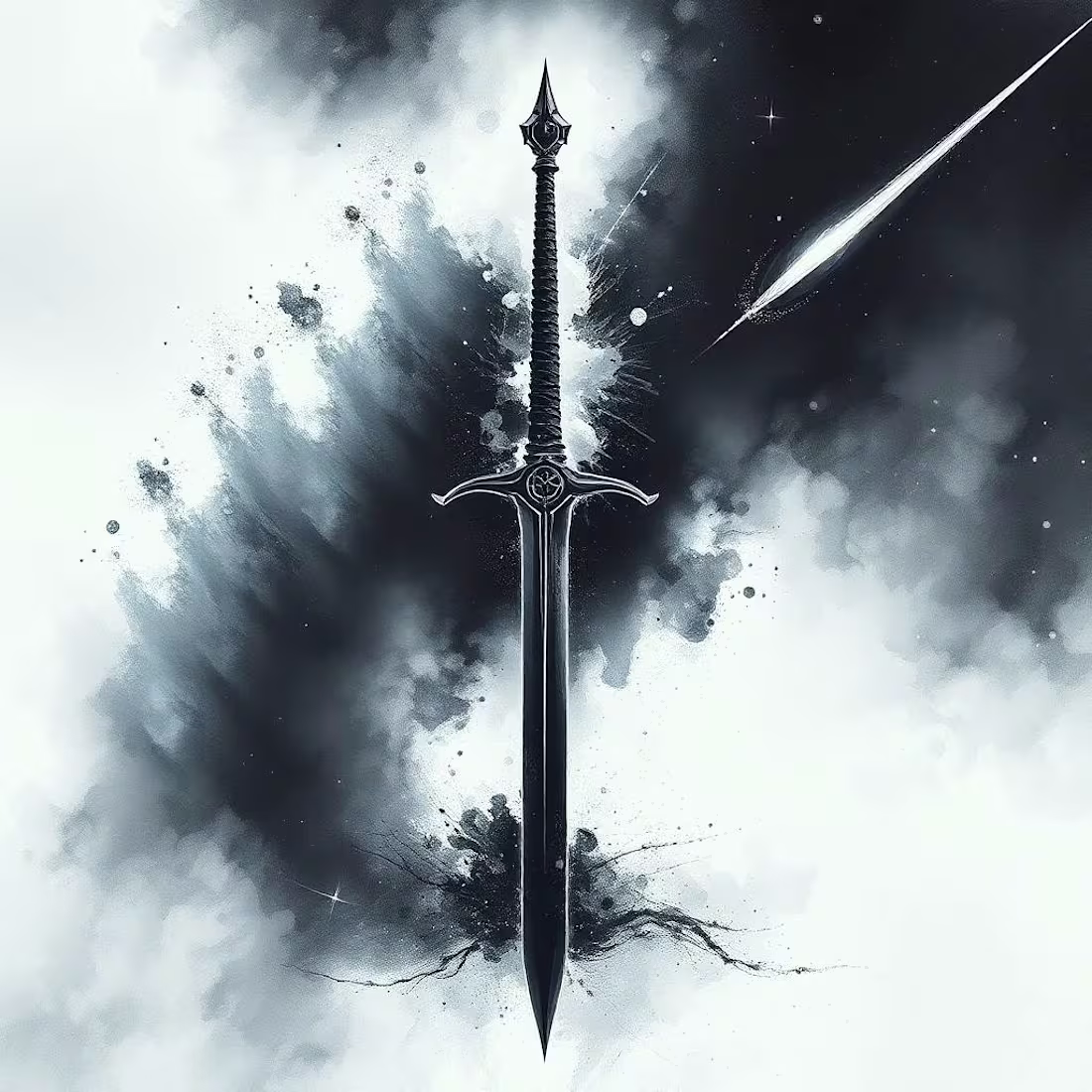 Cover image for (Variation 2) Watercolored Dark Black Glitched Sword 