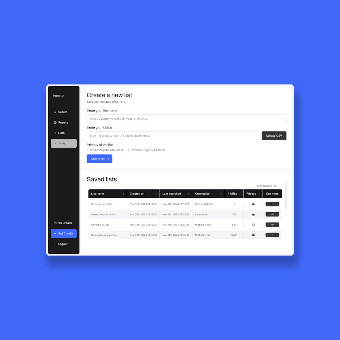 Cover image for Koreto UI Design - Keyword Research Tool