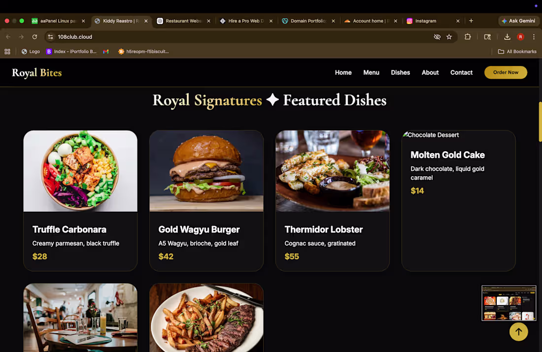 Cover image for reasturant website