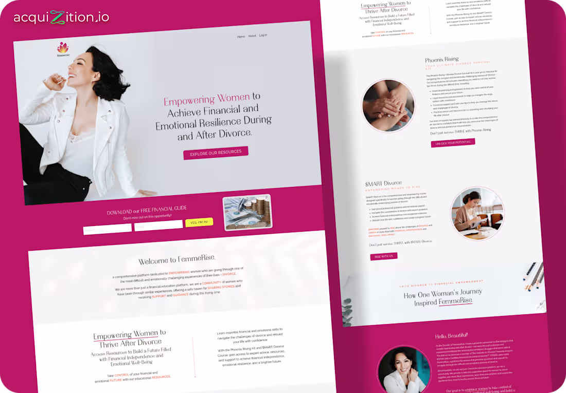 Cover image for FemmeRise – Kajabi Website The Brief FemmeRise needed a Kaja...